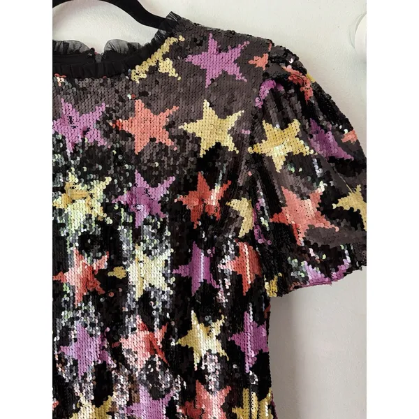 Endless Rose Sequin Star Puff Sleeve Mini Dress Size Medium - Image 6