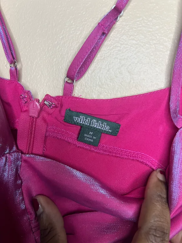 Wild Fable Pink Shiny Strappy Dress Size M - Image 3