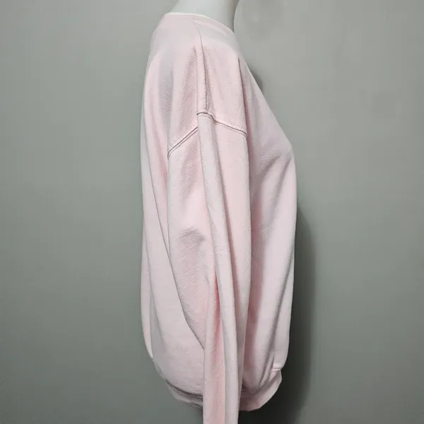 Vintage M&C Sportswear Pink Embroidered Cat Mockneck Sweatshirt Size Large - Image 3