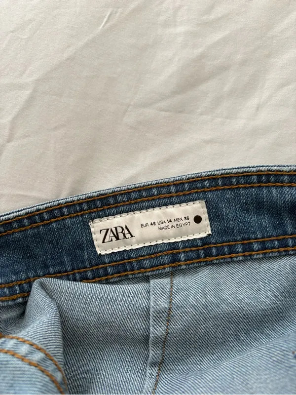 NWT Zara High Rise Marine Straight Jeans Size 14 - Image 5