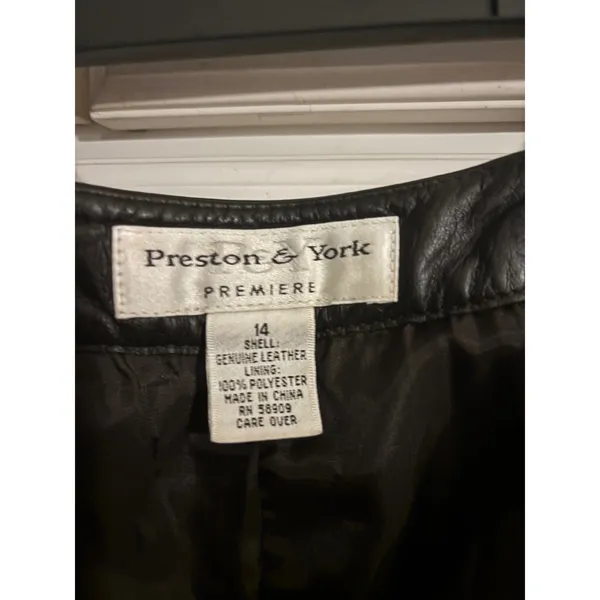 Preston‎ & York Premiere Genuine Leather Pants Womens 14 Straight Leg Dark Brown - Image 5