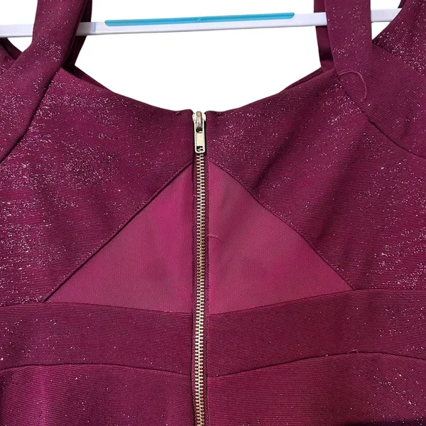Honey and Rosie VTG Formal Short Dress Burgundy Bling SZ LG Mesh Y2K Baby Doll - Image 9