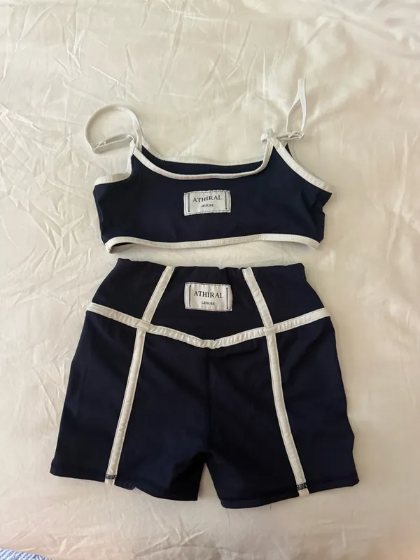 navy and white matching set workout Blue - Image 2