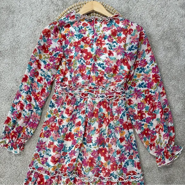 bohme Women’s Kendal Floral Maxi Dress Longsleeve V-Neck in Multicolor Size XS - Image 9