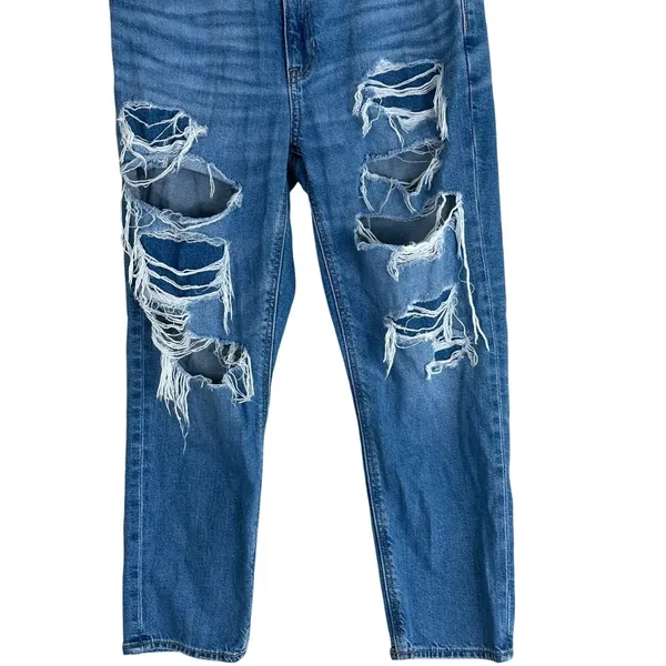 American Eagle Strigid Mom Distressed Ripped Jeans Medium Wash Size 4 X-Short - Image 4