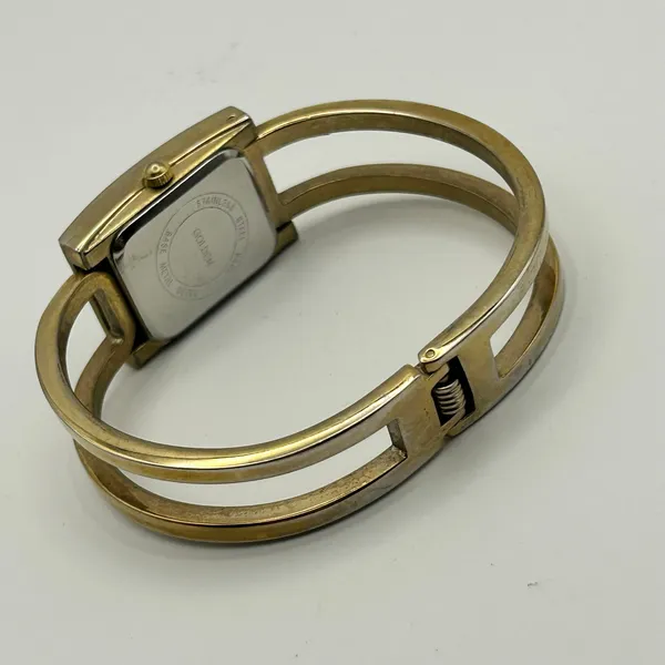Vintage Golden Gold-tone Mother Pearl Bangle Quartz Watch Working New Battery - Image 5