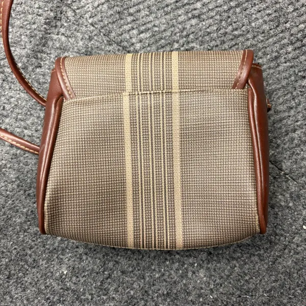 Vintage Esprit Striped Canvas Crossbody Bag Brown Tan Small Messenger - Image 3