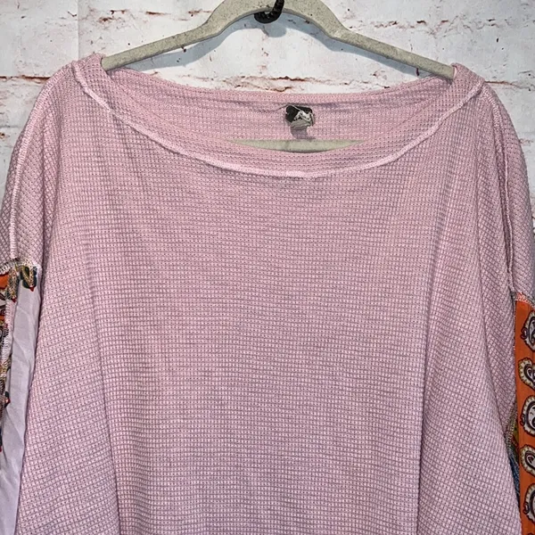 We The Free Free people blossom print Dolan balloon sleeve top mixed paisley thermal top - Image 2