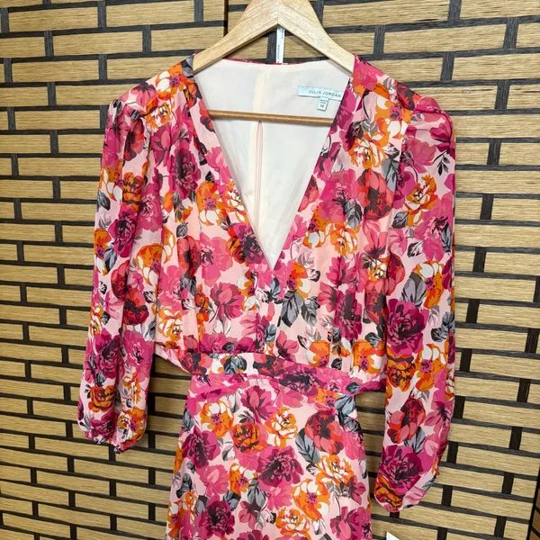 Julia Jordan Pink Floral Cutout Back Midi Dress Size 14‎ - Image 4