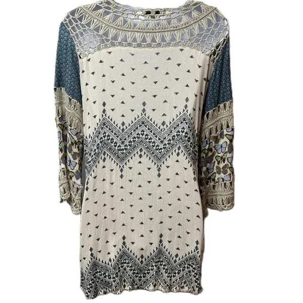 John‎ Mark Boho Crochet Butterfly Blouse Size Medium Top - Image 11