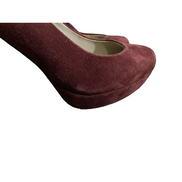 Michael Kors Platform Heals Womens 6M Used Burgundy Suede Heels - Image 4