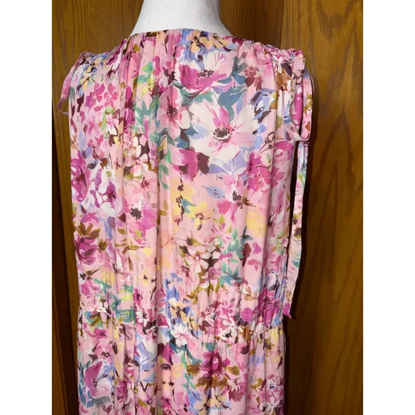 Shoshanna Midnight Zahra Gown Pink Floral Metallic Tiered Maxi Dress 12 AS IS - Image 7