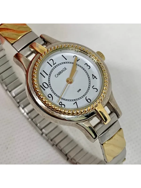 Carriage by timex women’s silver gold tone quartz analog watch 24mm running - Image 2