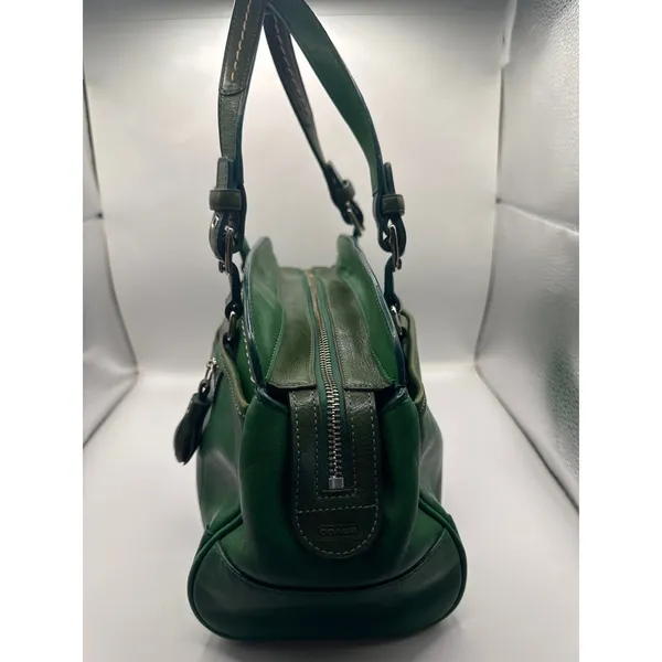 Vintage‎ Coach 7465 Hamilton Kelly Green Leather Satchel Handbag - Image 2
