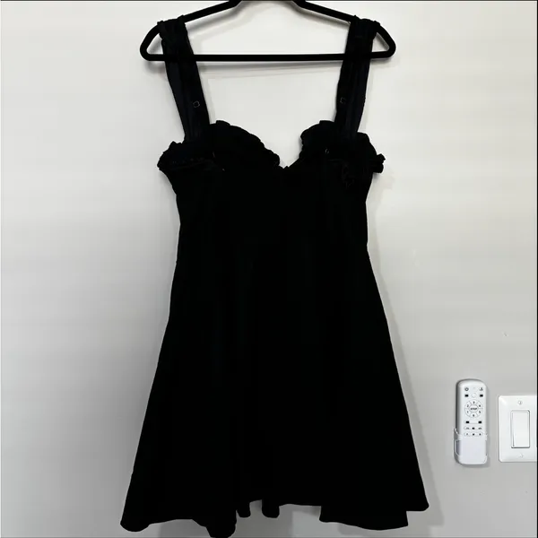 FREE PEOPLE midnight magic mini dress in black combo size large - Image 6