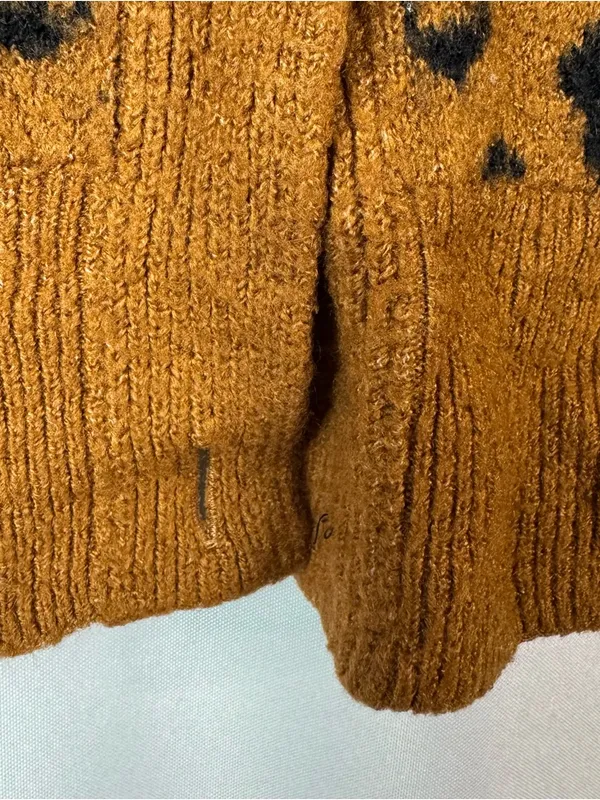 Old Navy‎ Brown Oversized Leopard Print Ribbed Knit Cardigan Sweater XS - Image 4
