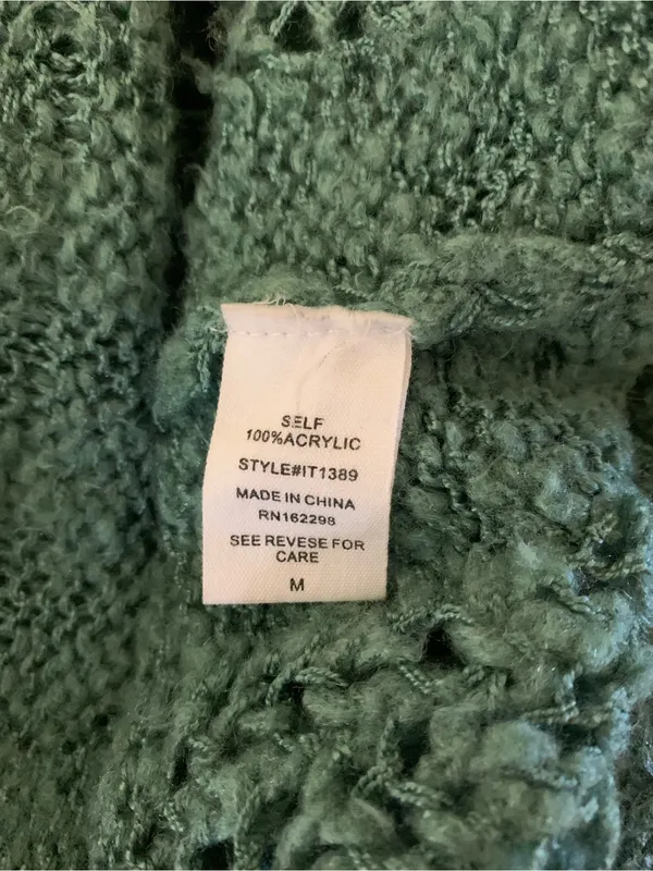 Talulah Open Knit Cardigan Green Boho Chunky Grandpa Coastal‎ Layering M - Image 4