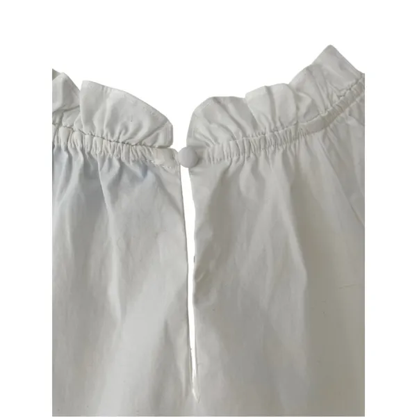 Hill House The Kit Ruffled Neck Short Sleeve Blouse White size medium - Image 7