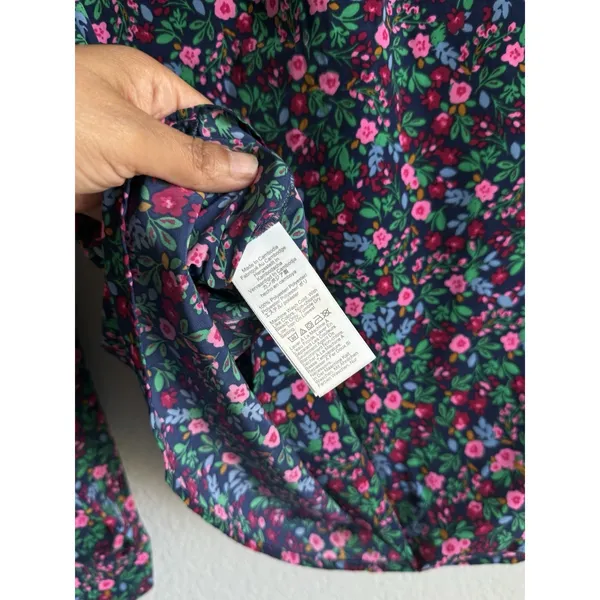 J.Crew Floral Popover Placket Blouse L Whimsygoth Cottagecore Dark Romantic Top - Image 9