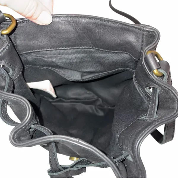 Lucky Brand Black Leather Jordan Mini Crossbody Purse Bag Saddle Bag - Image 9