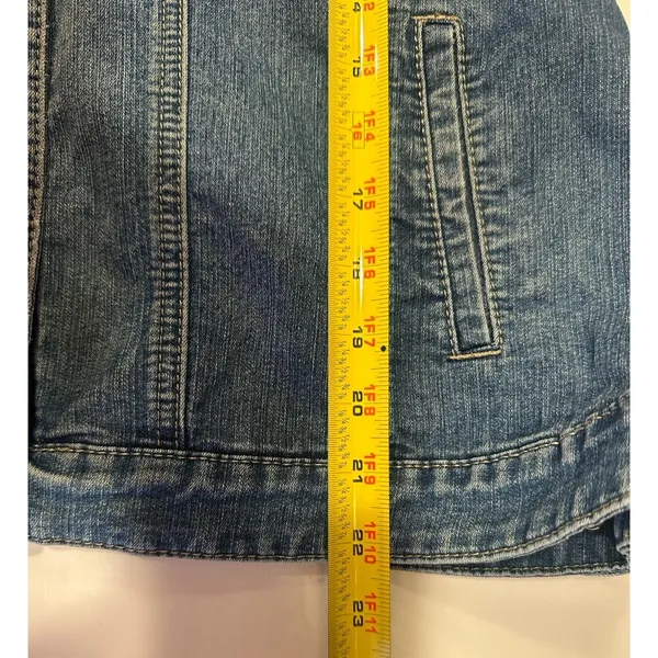 Christopher & Banks Denim Jean Jacket Women’s XL Petite Clear Rhinestone Buttons - Image 5