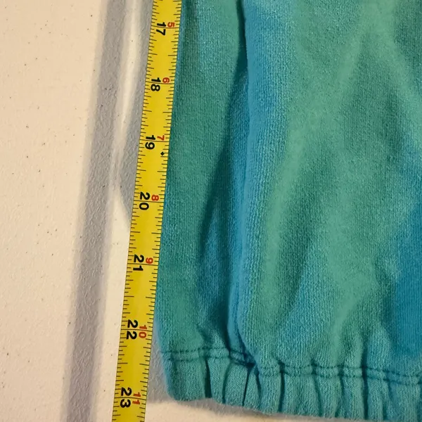 RARE VTG Y2K Hollister Capri Teal Large Cuffed Pants Blue Logo Women’s Blue - Image 5
