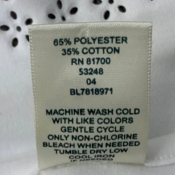 Blair Eyelet Lace Trim Solid Polo Shirt White Cottagecore Coquette Size M - Image 6