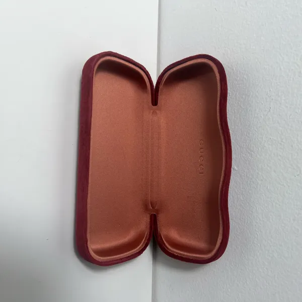 Gucci Red Velvet Large Clamshell Hard Sunglasses Eye Glasses Case - Image 14