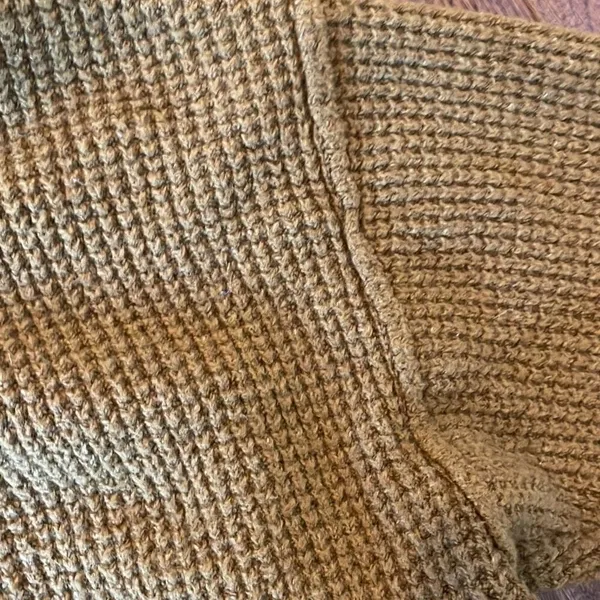 Aerie cozy up brown waffled knit hooded sweater size small - Image 11