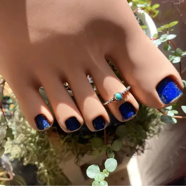 Sterling Silver Bali Style Turquoise Toe Ring Adjustable Blue - Image 2