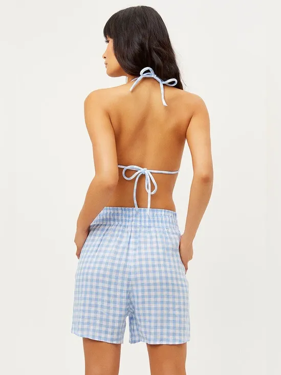 Frankies Bikinis Lou High Waist Gingham‎ Shorts in Bluebell Size XS - Image 3