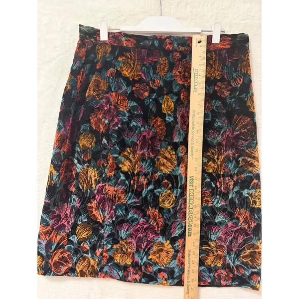 Nu-Bar Fashions Vintage Floral Velvet Pencil Skirt Womens 22W Made in USA Black - Image 2