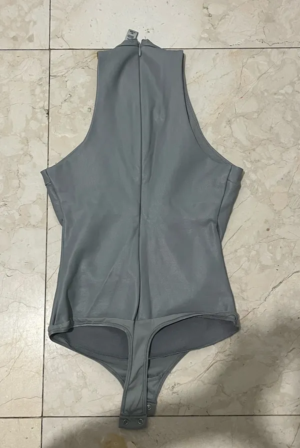 Skims Pleather Grey Bodysuit  - Image 5