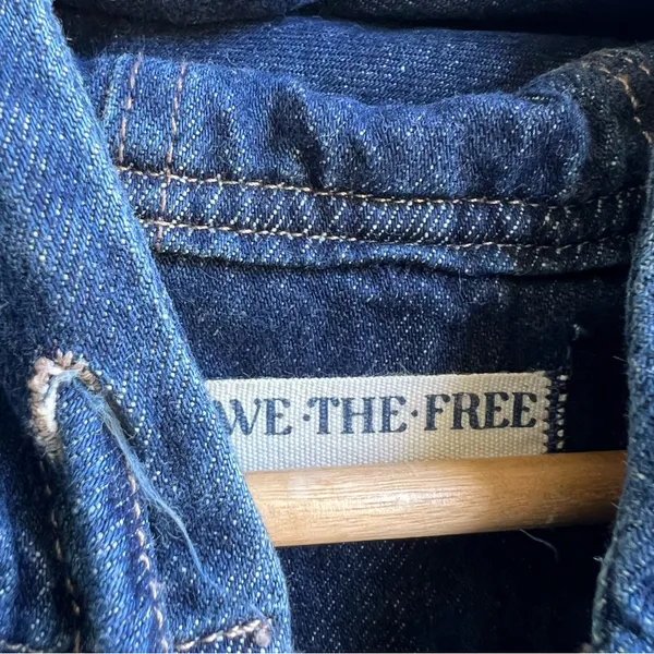 We The Free Women's Blue Denim Hooded Utility Long Sleeve Jumpsuit Size S - Image 5