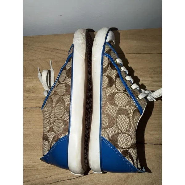 COACH Barrett Signature Canvas Sneakers Women's Size 7.5 Brown Khaki Blue L - Image 11