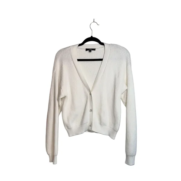 Lulus Ivory White Button Up Cropped Cardigan Sweater Knit - Image 2