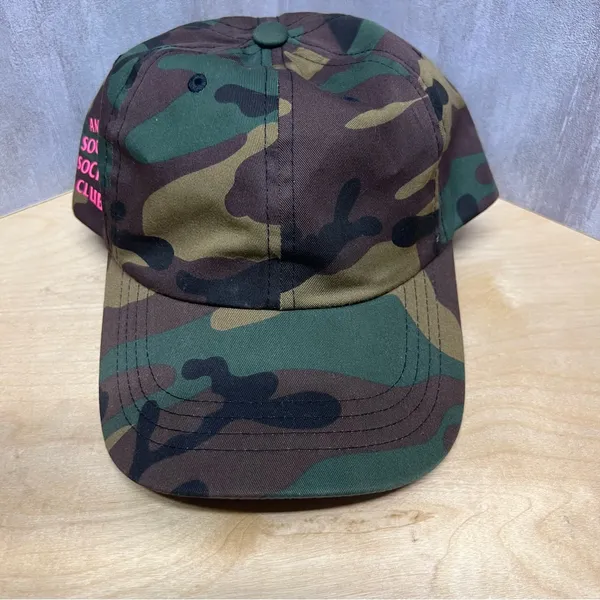 Anti Social Social Club Camouflage Hat Baseball Cap Pink - Image 2