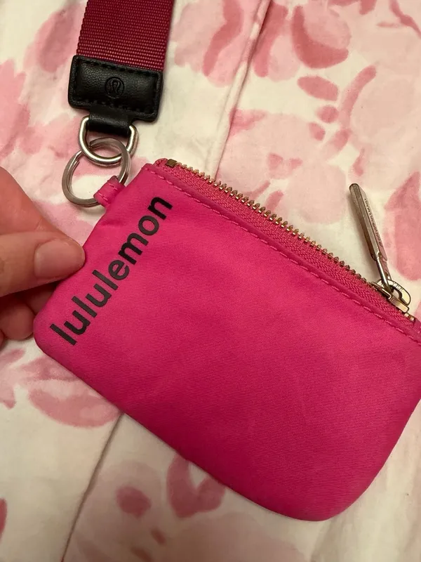 Lululemon Sonic Pink Nylon Pouch Wristlet with Webbed Strap - Image 3
