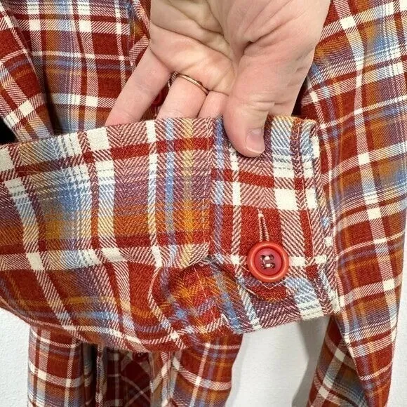 Vintage Wrangler Women's Plaid Flannel Belted Shacket Jacket Western Retro Rodeo - Image 3