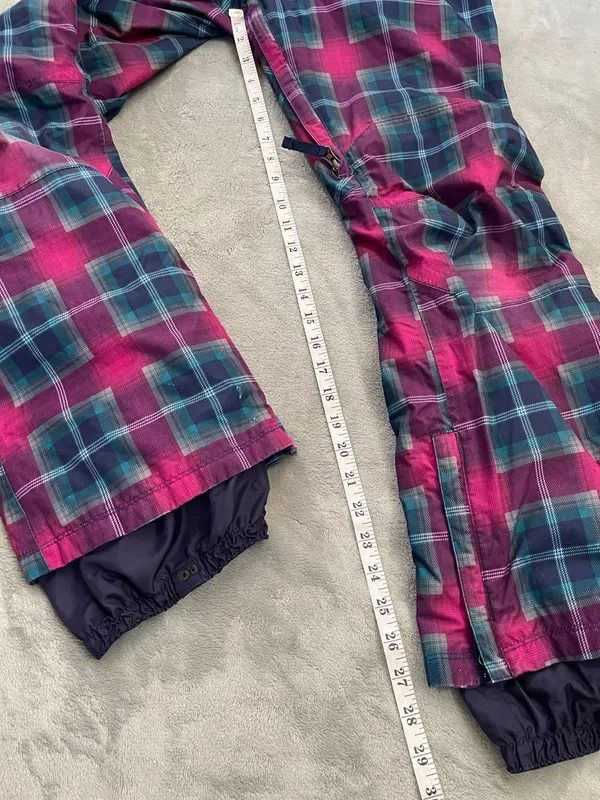 Burton women’s Society Pink Plaid Snow Pants snowboard ski resort winter XS - Image 8