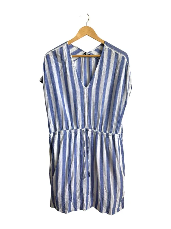 Rails Wren Pacifica Stripe Linen Blend Kaftan Dress Blue White Size Medium - Image 3
