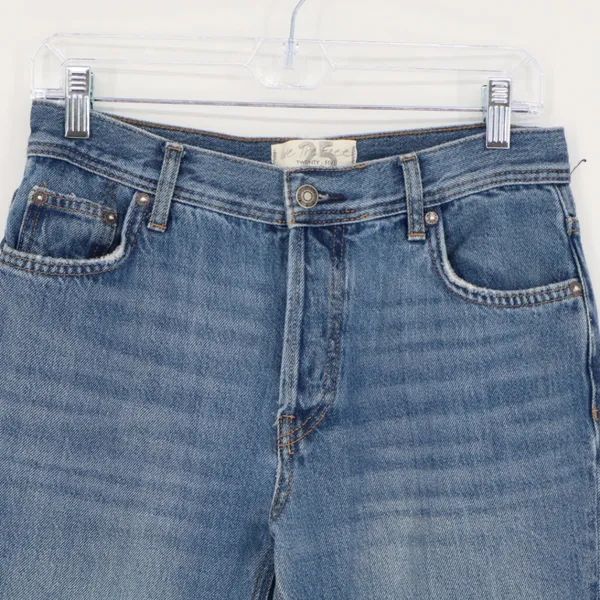 Free People Maggie‎ Mid Rise Button Fly Straight Leg Denim Jeans Blue Size 25 - Image 4