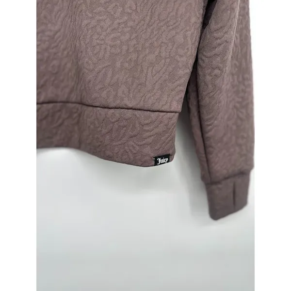 Juicy‎ Couture Sport Jacquard Textured Crop Pullover M Plum Purple Funnel Neck - Image 3