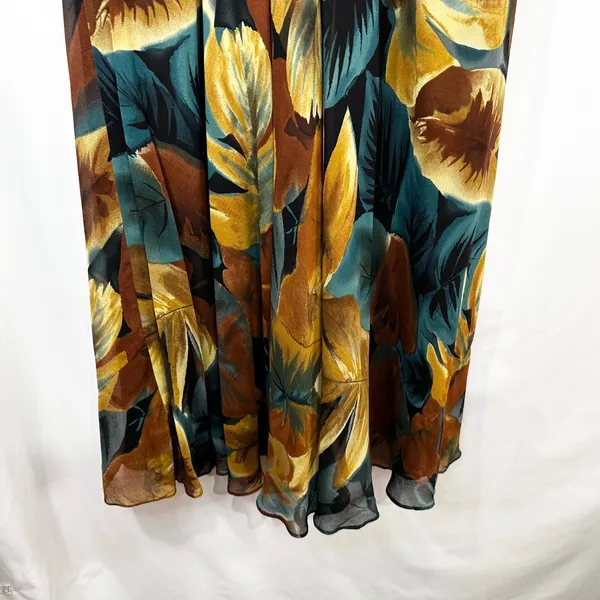 Jones NY Size 12 Maxi Skirt Silk Brown Floral‎ Y2K Fairy Grunge Whimsigoth 640 - Image 6