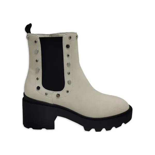 Time and Tru Womens Chelsea Boots Size 6 Winter White Studded Side Zip Comfort - Image 4