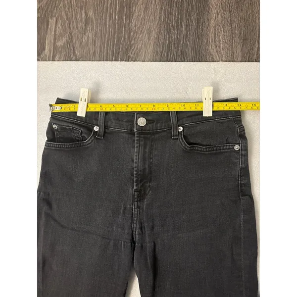 Seven For All Mankind Black Denim Cropped Flare Hi-Waist Jean 29 Preppy Casual - Image 5