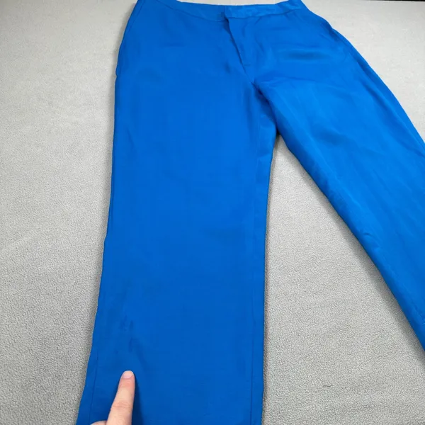 Zara Dress Pants Linen Viscose Blend Womens 30x30 Blue Business Casual Trousers - Image 8