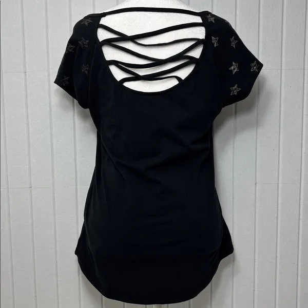 Harley Davidson Cross Back Graphic Cap Sleeve Tshirt‎ Black Size L - Image 3