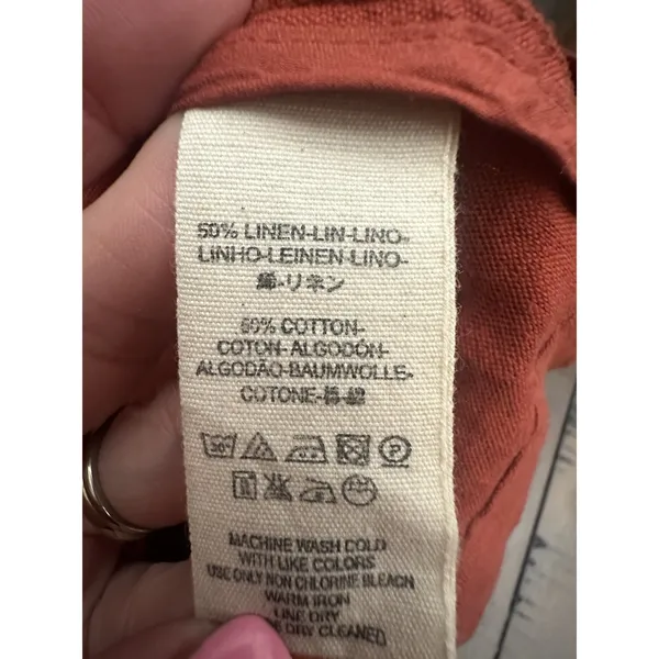 Free People Winnie‎ Linen Blazer Large Suit Jacket Terracotta Double READ #X13-6 - Image 4