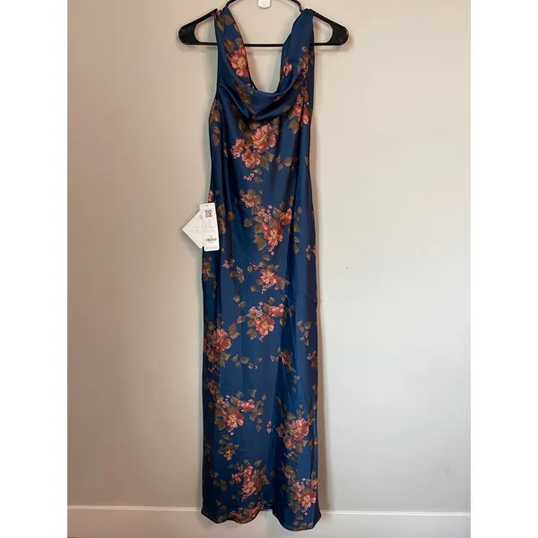 New Azalie Florivel Floral Maxi Dress Navy Vintage Size 2 - Image 2